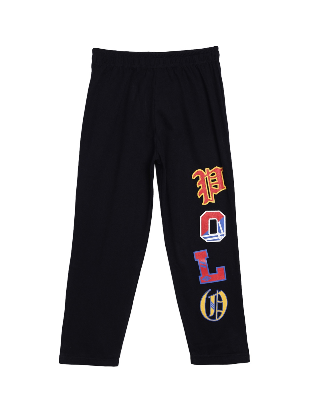 

SWEET ANGEL Boys Black Printed Straight-Fit Track Pants