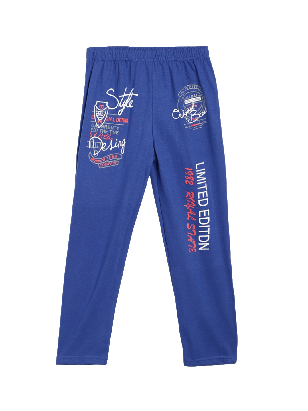 

SWEET ANGEL Boys Blue Printed Straight-Fit Track Pants