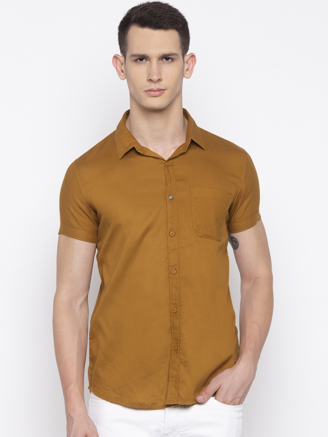 

SPYKAR Men Khaki Slim Fit Solid Casual Shirt