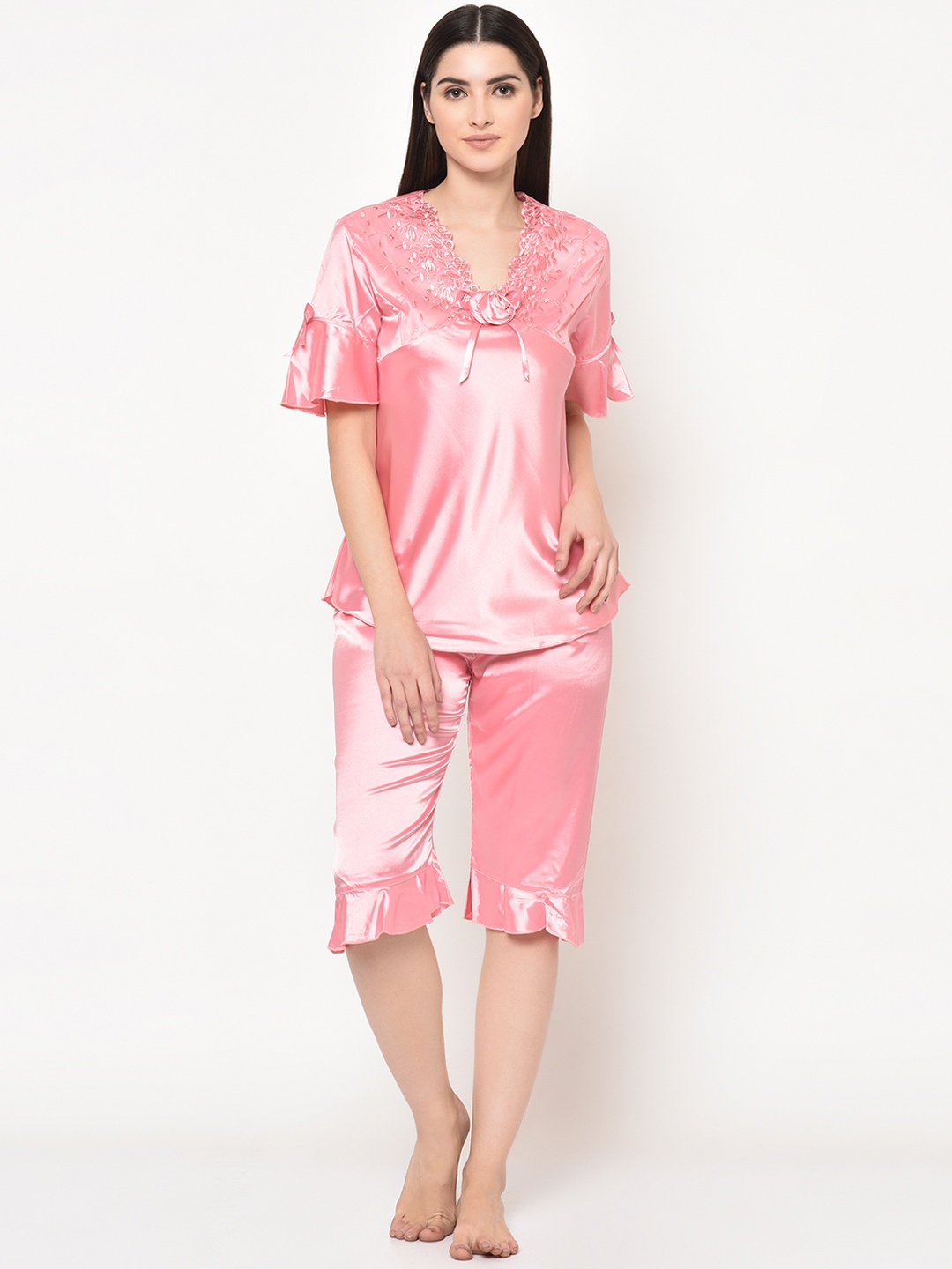 

Da Intimo Women Pink Solid Night suit