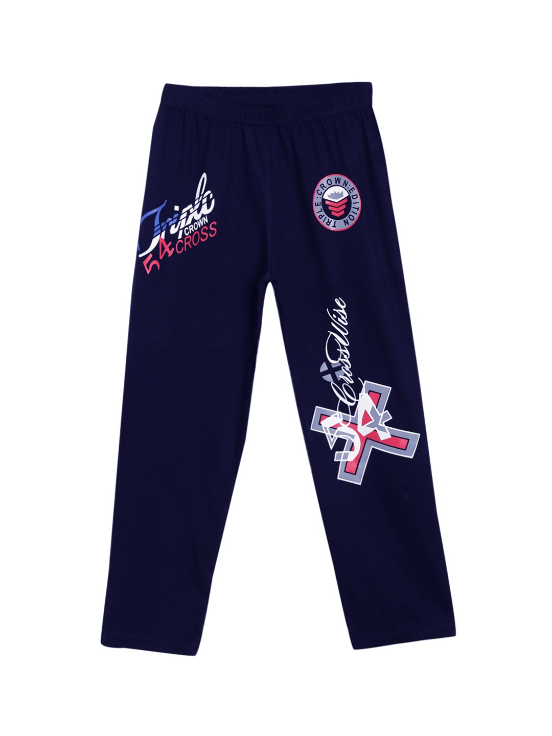 

SWEET ANGEL Girls Navy Blue Printed Straight-Fit Track Pants