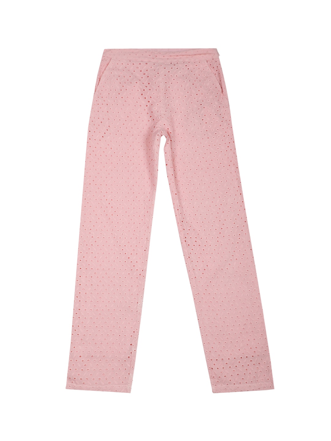 

ELLE Girls Pink Regular Fit Self Design Regular Trousers