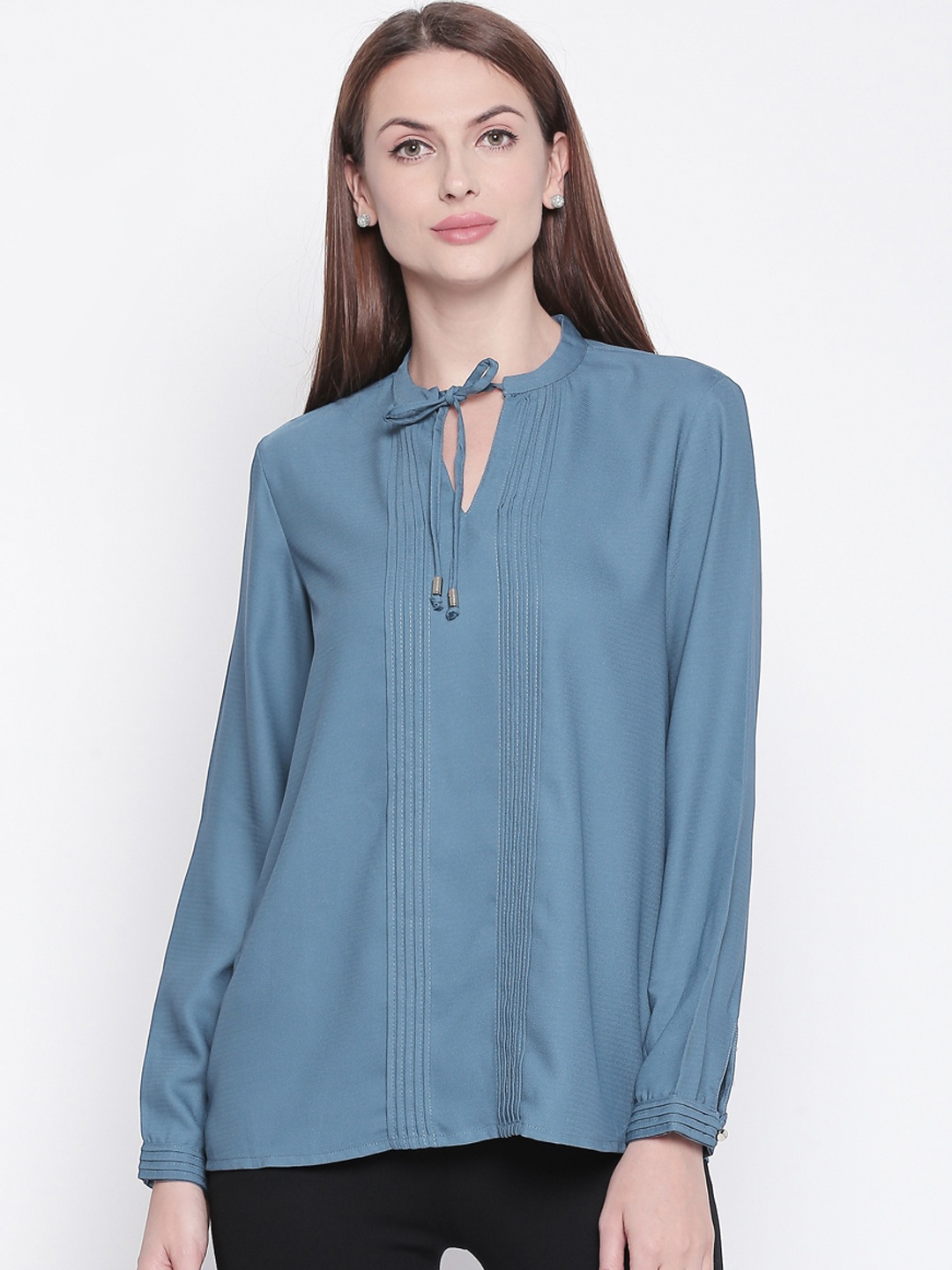 Annabelle by Pantaloons Women Blue Solid A-Line Top
