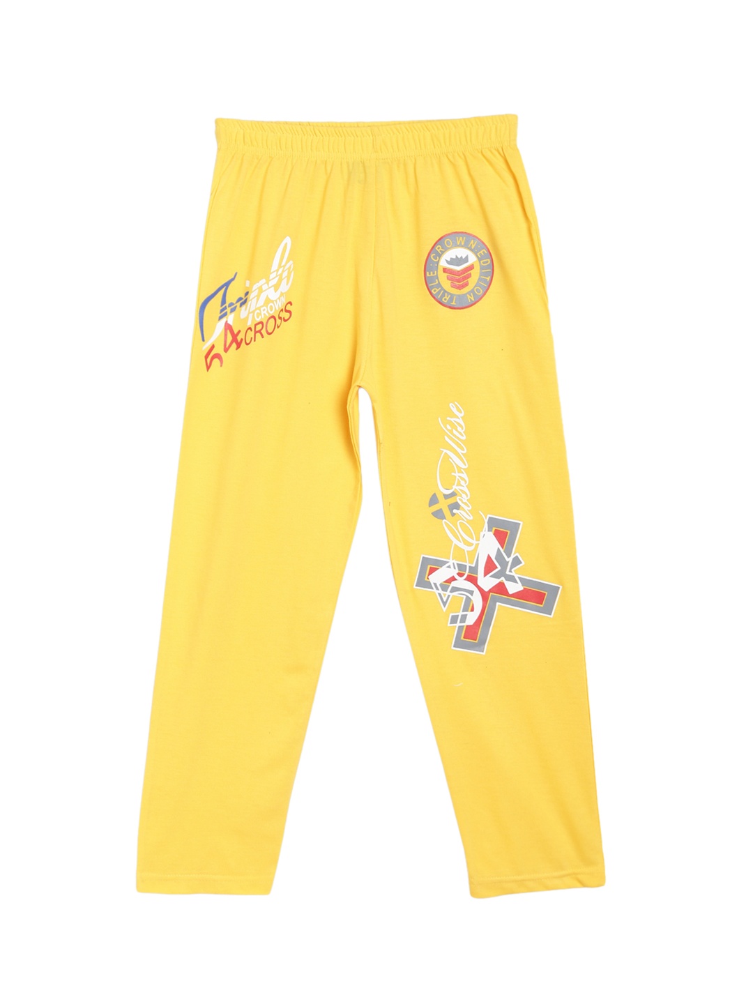 SWEET ANGEL Boys Yellow Printed Straight-Fit Track Pants