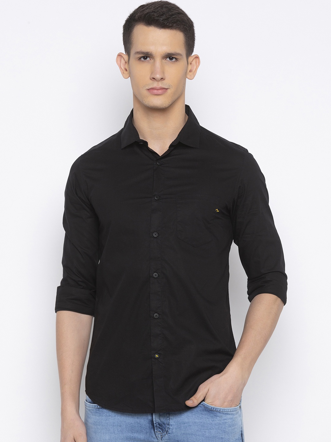 

SPYKAR Men Black Slim Fit Solid Casual Shirt