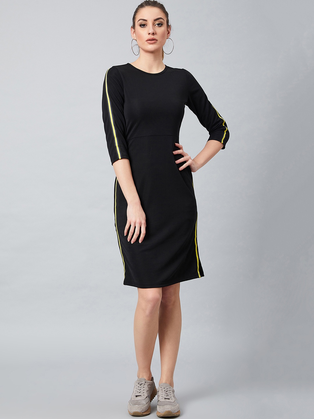 

Athena Women Black Solid T-shirt Dress