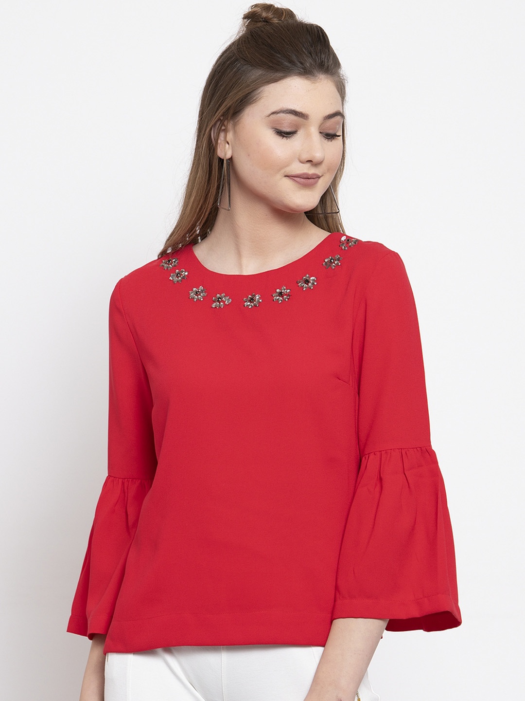 

Gipsy Women Red Solid Styled Back Top