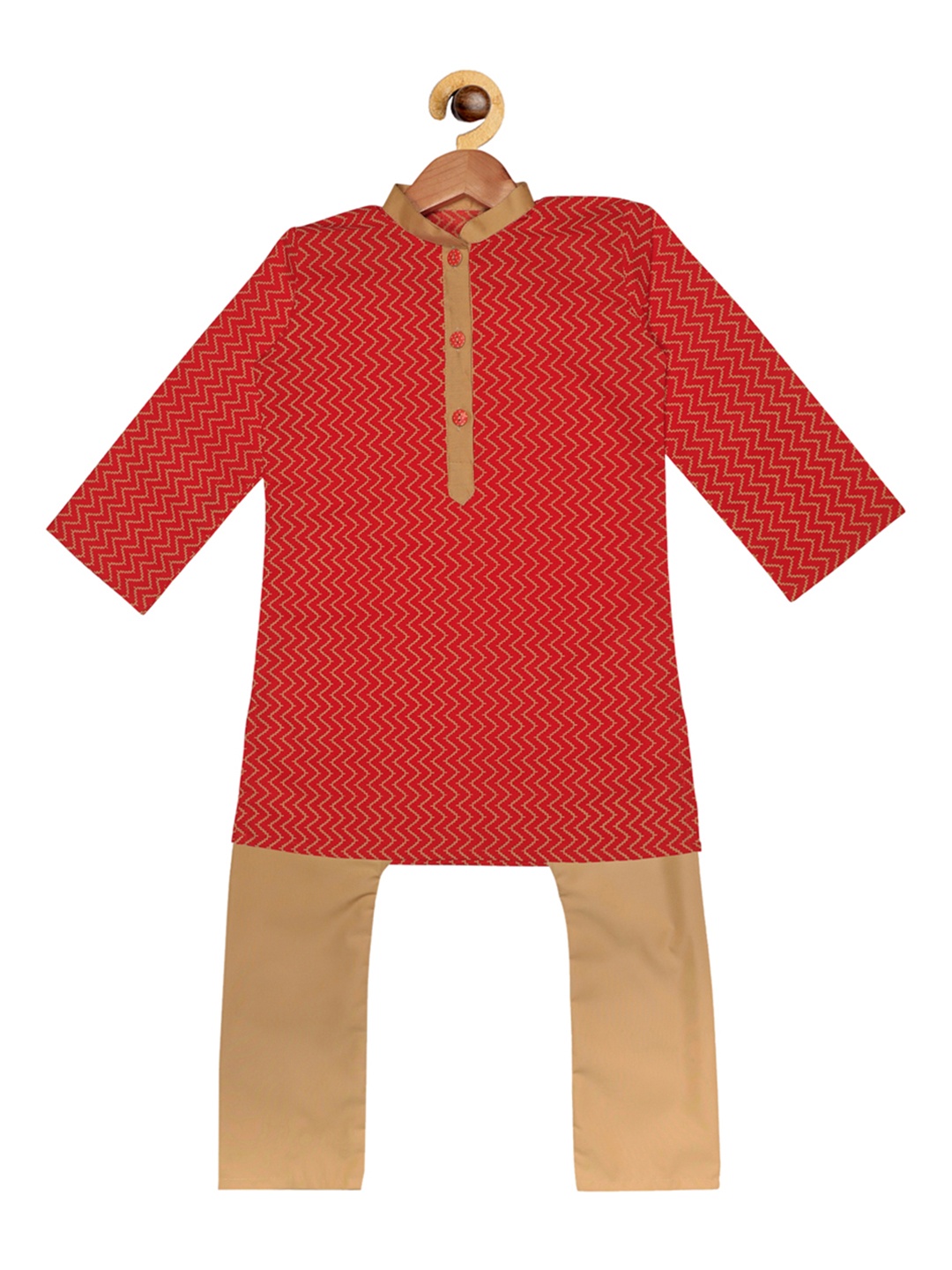 

SOULFULLY INDIAN Boys Orange & Beige Printed Kurta with Pyjamas