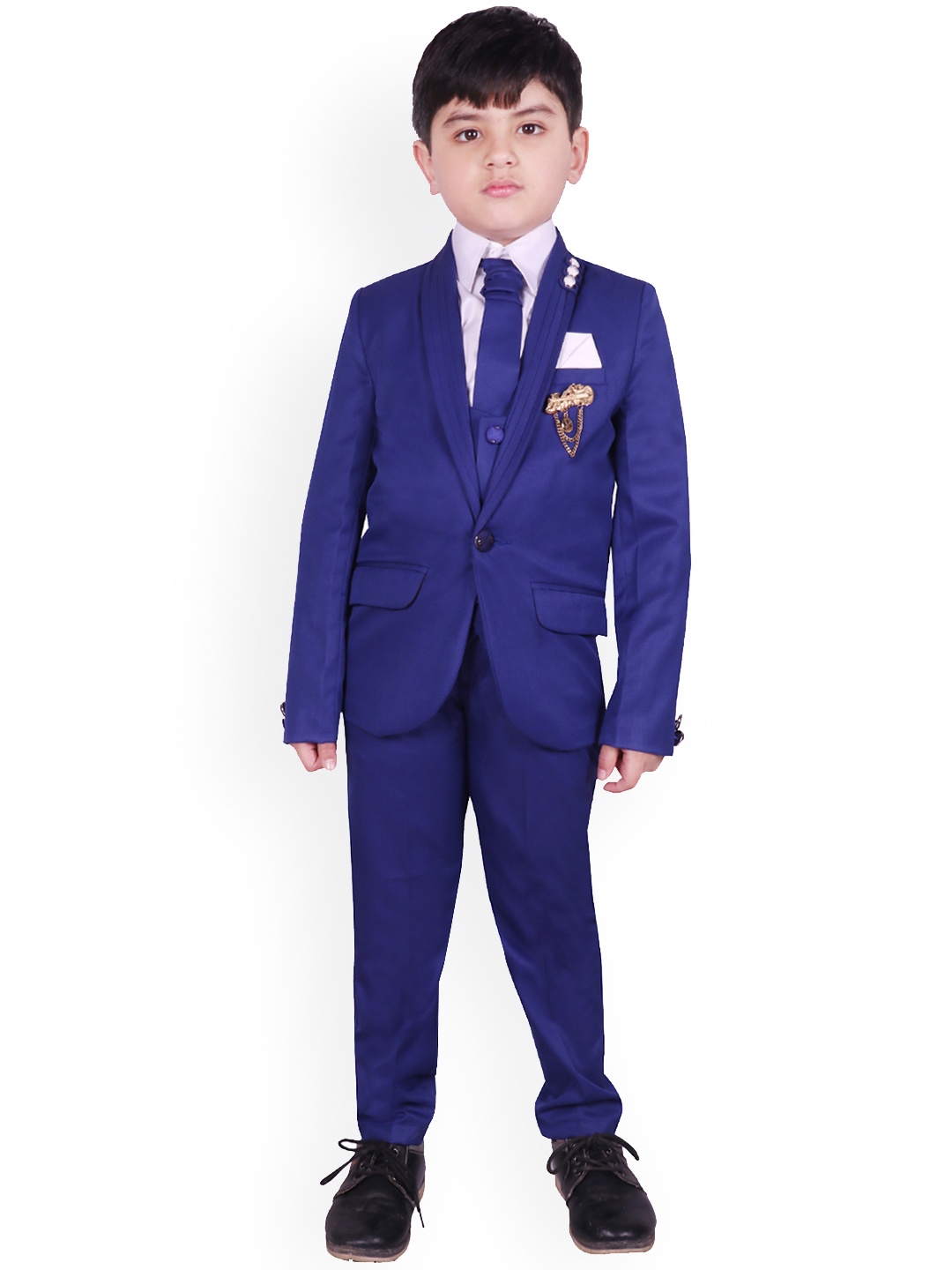 

SG YUVRAJ Boys Blue & Pink Solid Tuxedo Party Suit
