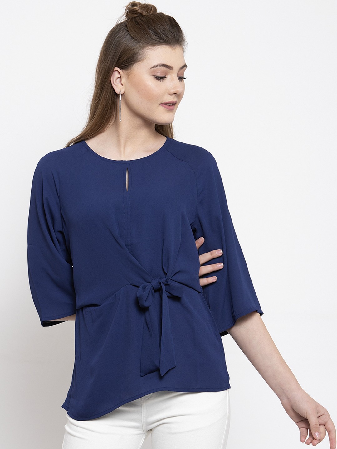 

Gipsy Women Navy Blue Solid Top