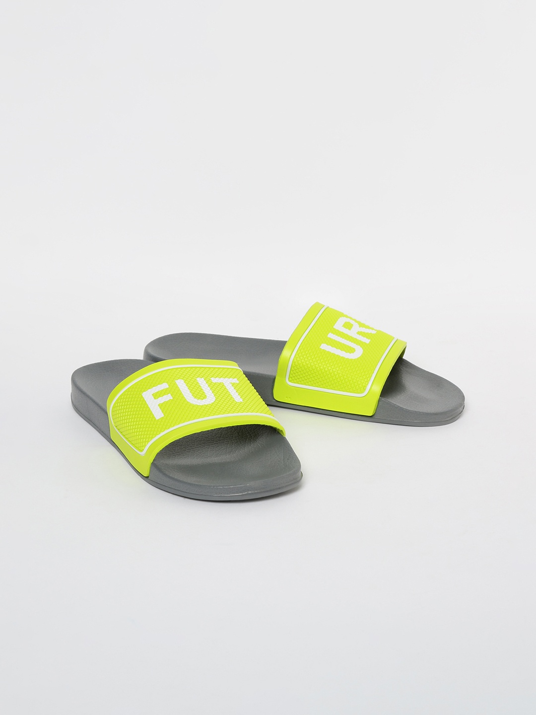 

Fame Forever by Lifestyle Boys Fluorescent Green Printed Sliders