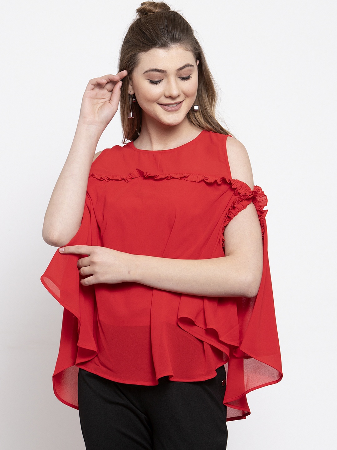 

Gipsy Women Red Solid A-Line Top