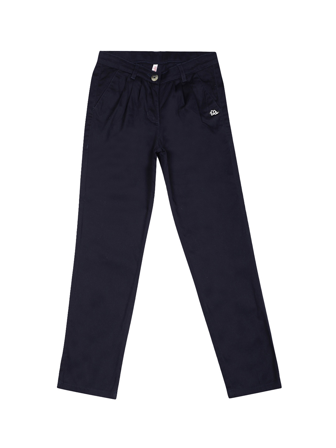 

ELLE Girls Navy Blue Regular Fit Solid Regular Trousers