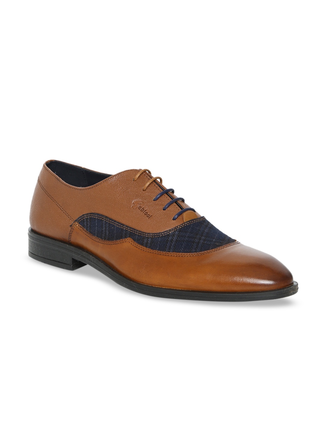 

GABICCI Men Tan Brown Solid Parker Balmoral Leather Formal Oxfords