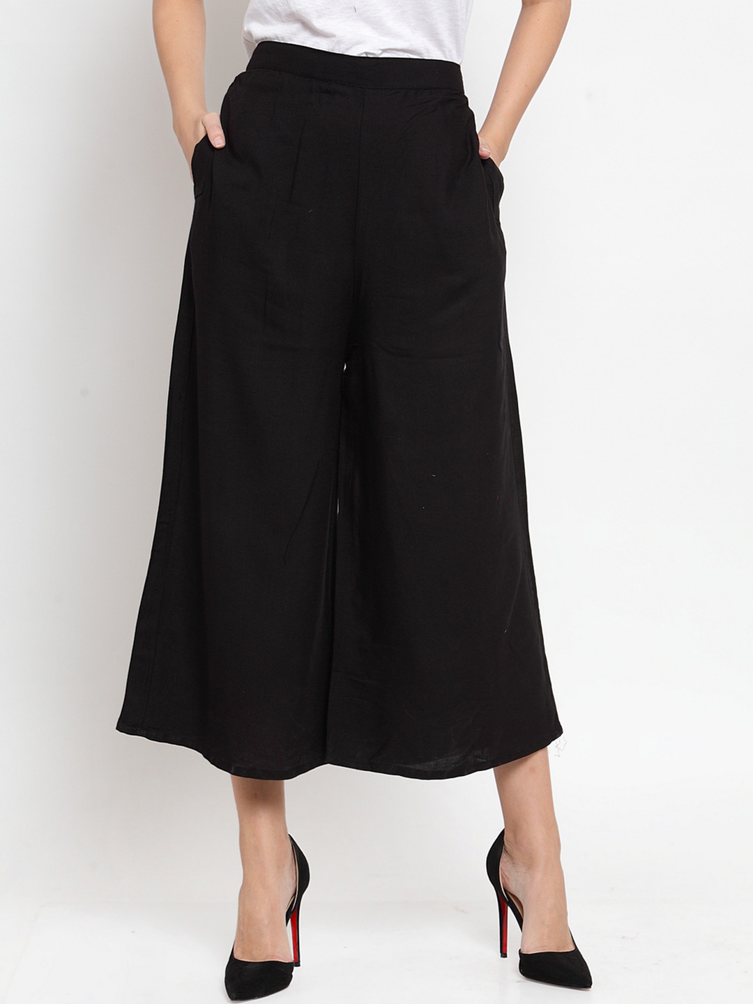 

Clora Creation Women Black Smart Regular Fit Solid Culottes