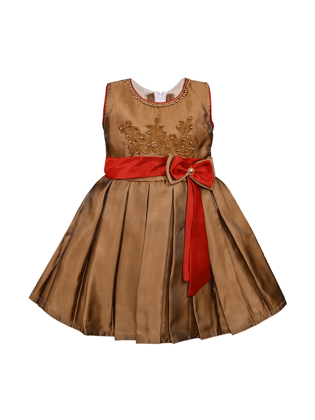 

Wish Karo Girls Brown Embellished Fit and Flare Dress