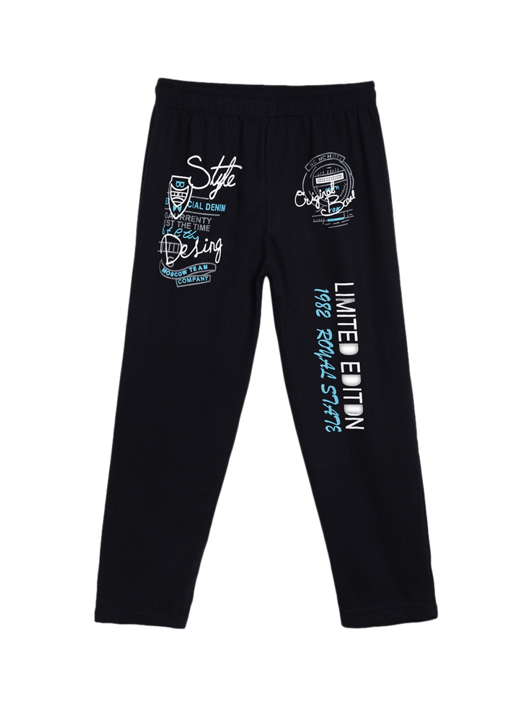 

SWEET ANGEL Girls Black Printed Straight-Fit Track Pants
