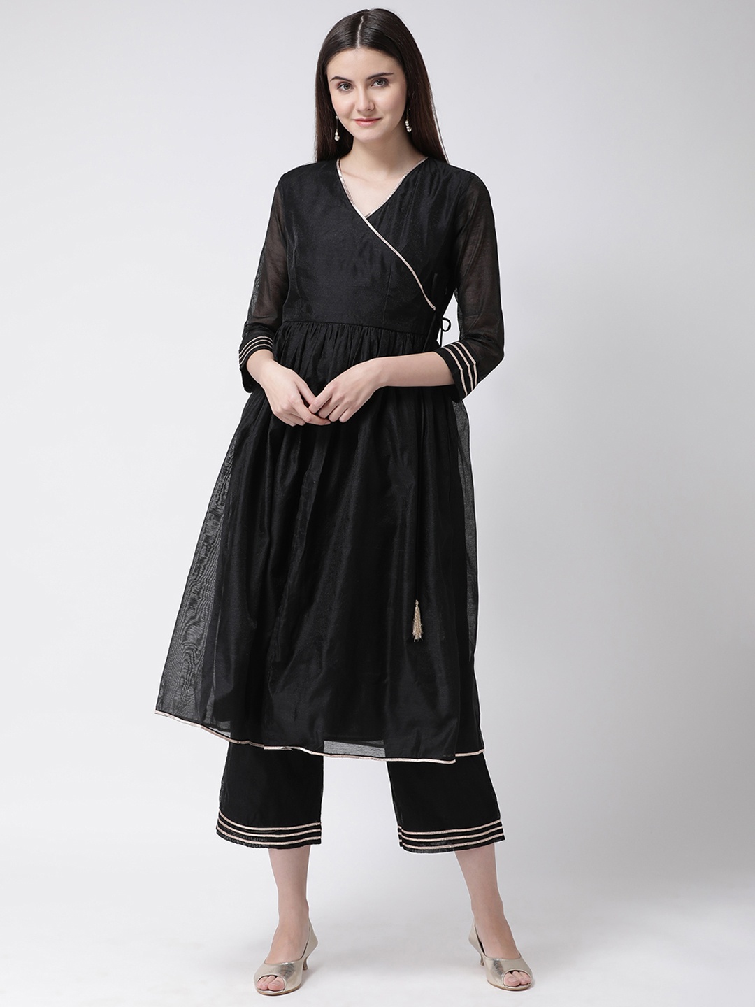 

Aayna Women Black Solid A-Line Kurta