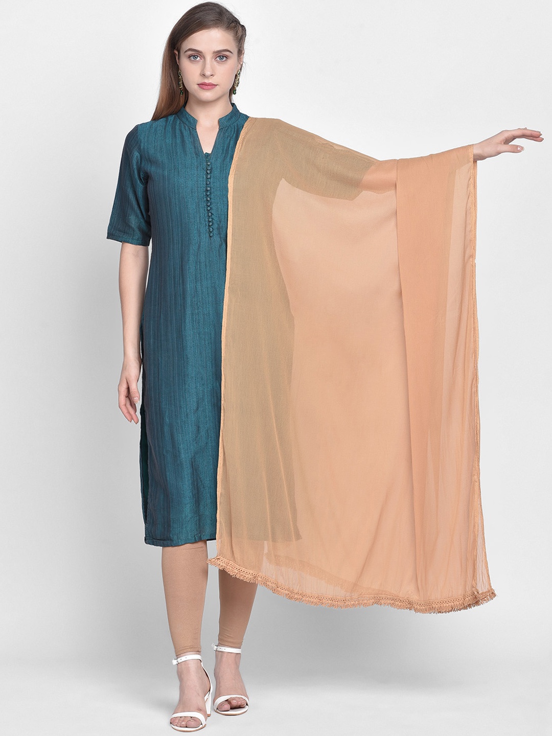

Dupatta Bazaar Beige Solid Dupatta