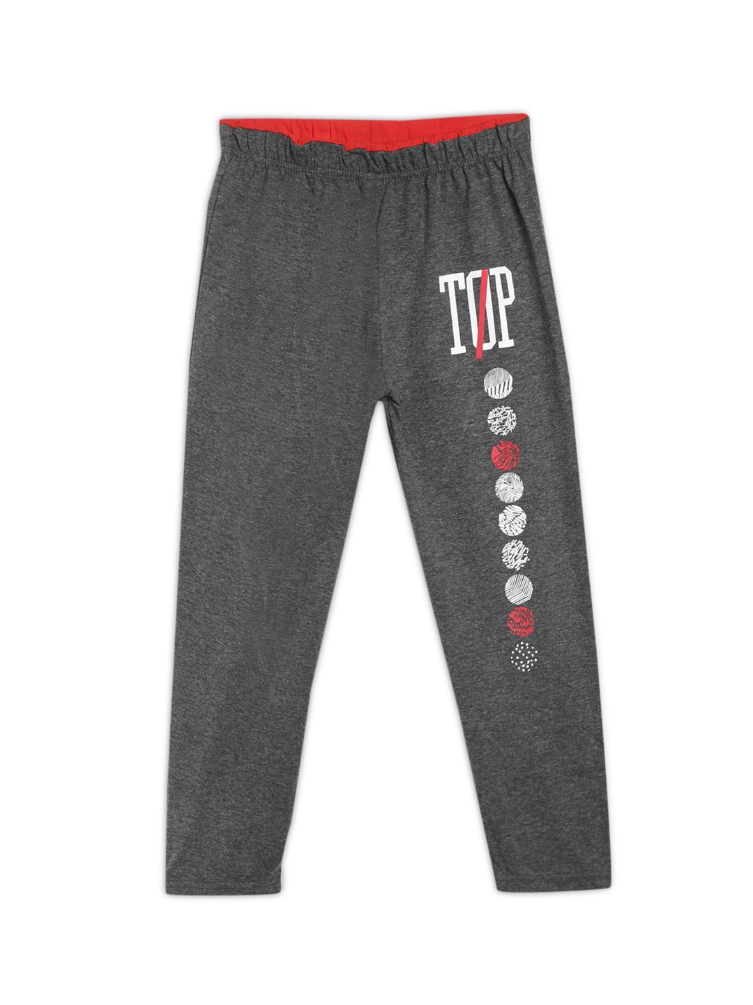 

SWEET ANGEL Girls Charcoal Grey Printed Straight-Fit Track Pants