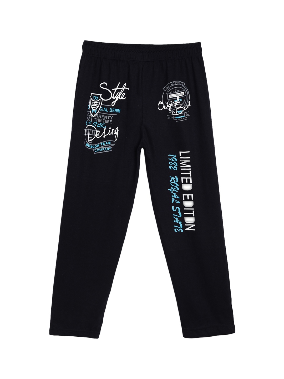 

SWEET ANGEL Boys Black Printed Straight-Fit Track Pants