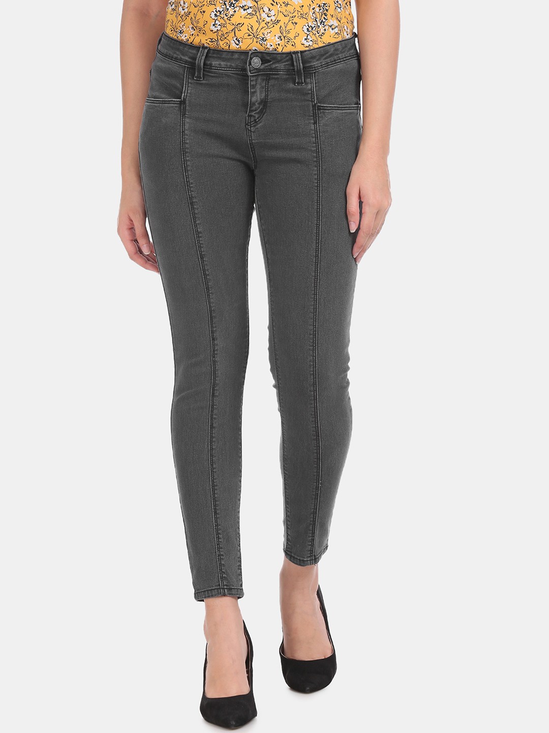 

Cherokee Women Grey Skinny Fit Mid-Rise Clean Look Stretchable Jeans