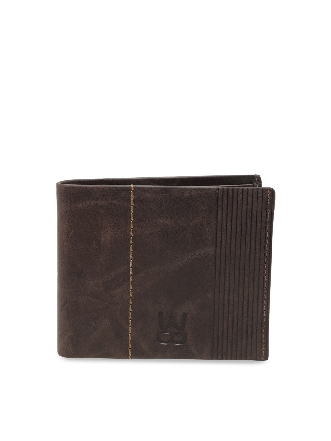 

WELBAWT Men Brown Solid Leather Two Fold Wallet