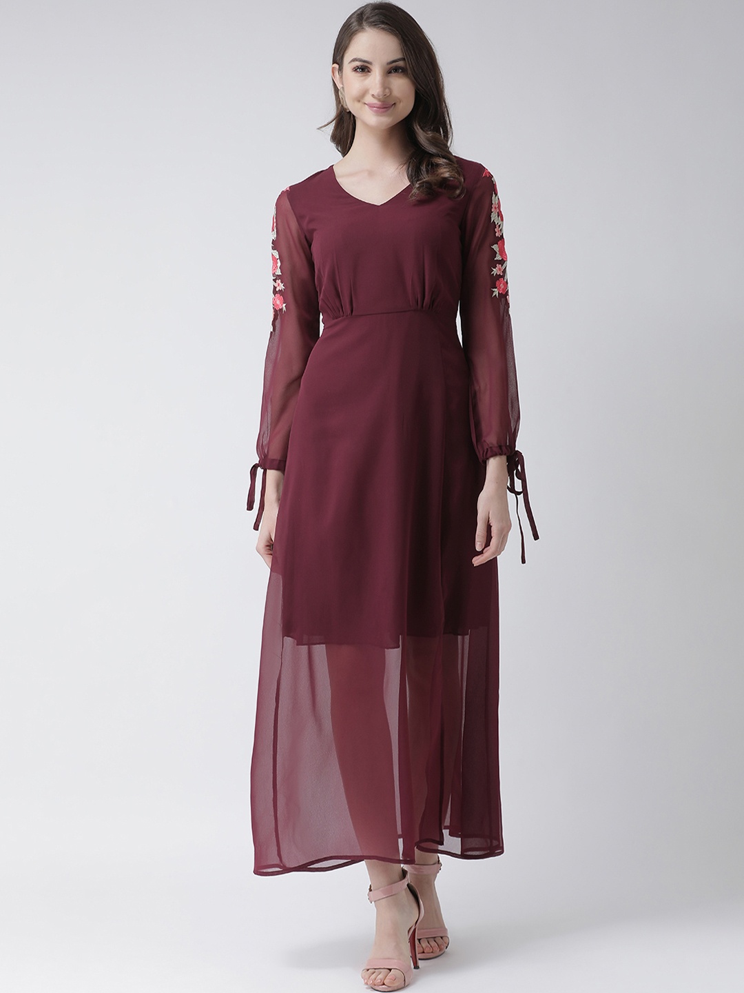

KASSUALLY Women Maroon Solid Maxi Dress