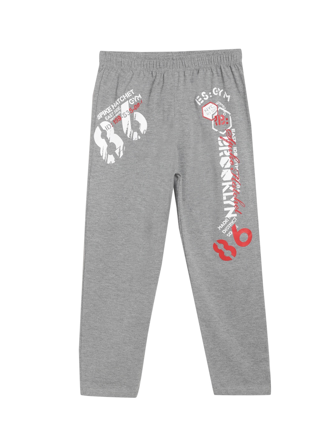 

SWEET ANGEL Girls Grey Melange Printed Straight-Fit Track Pants