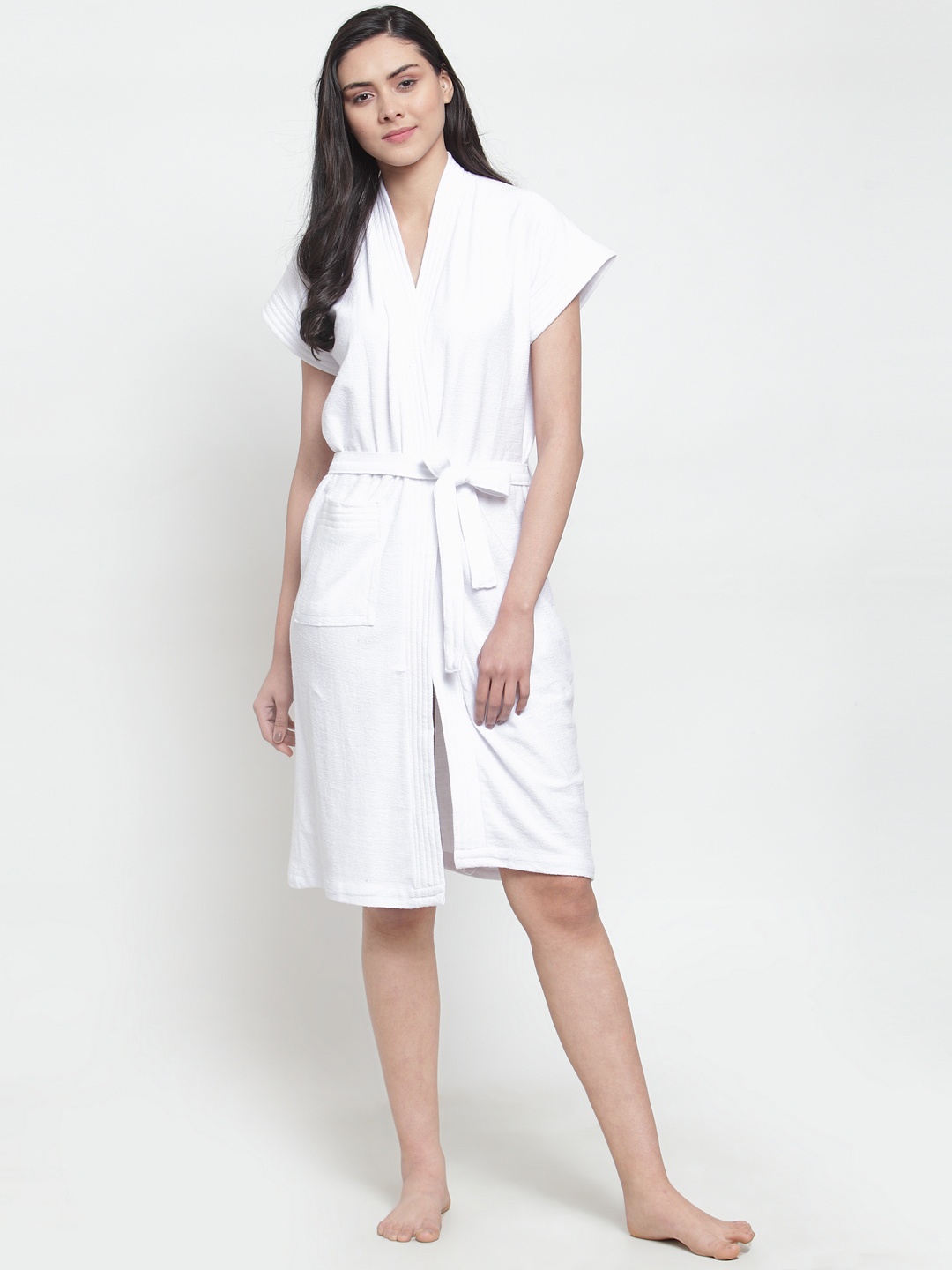 

Secret Wish Women White Solid Bath Robe