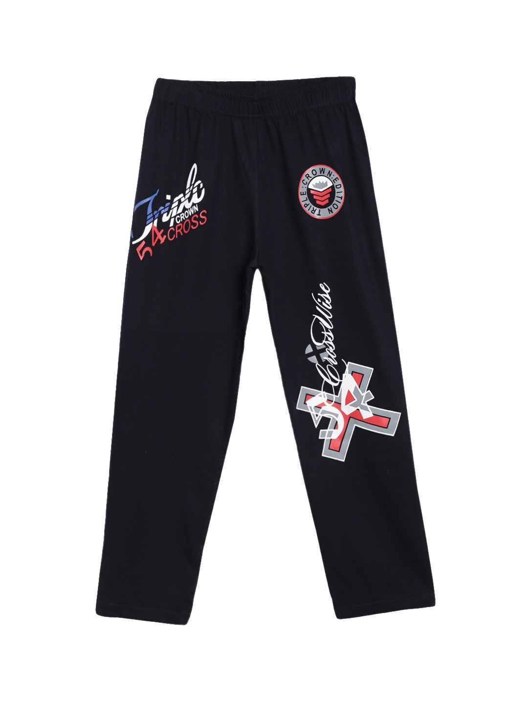 

SWEET ANGEL Girls Black Printed Straight-Fit Track Pants