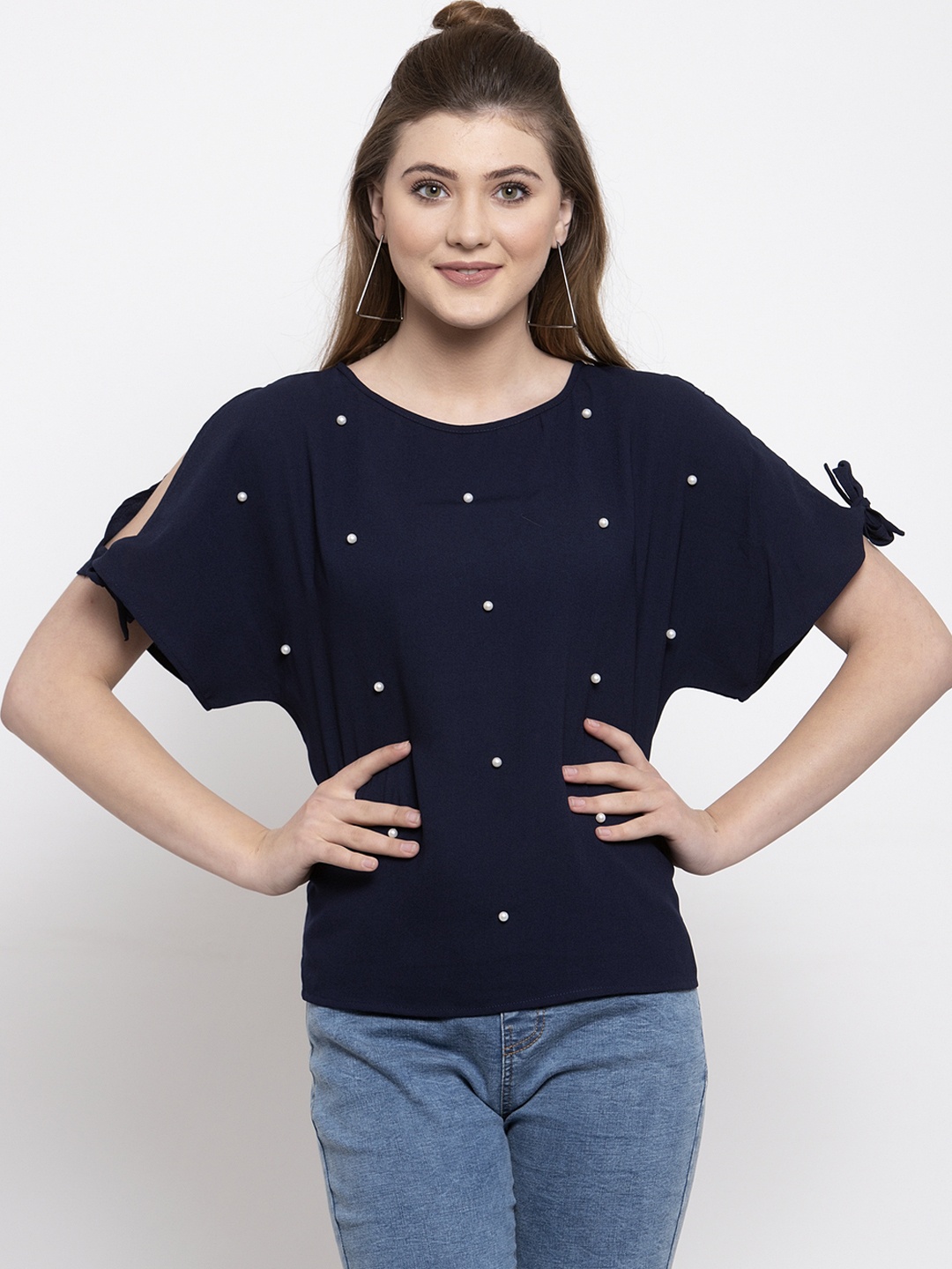 

Gipsy Women Navy Blue Embellished Top