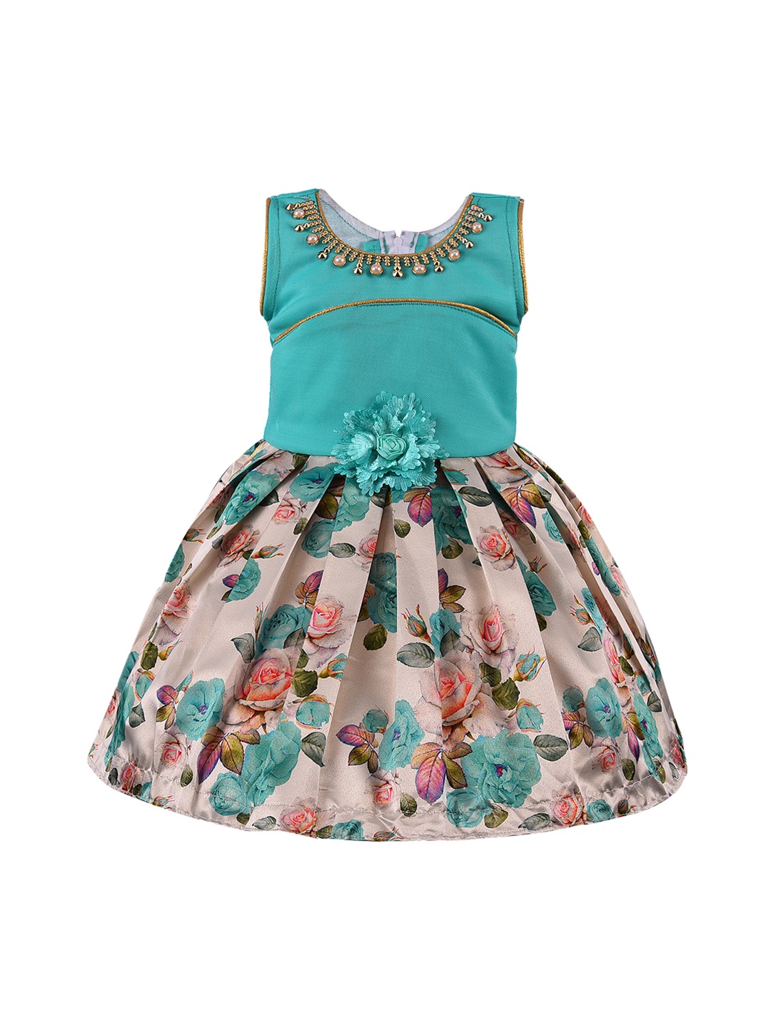 

Wish Karo Girls Sea Green Embellished Fit and Flare Dress