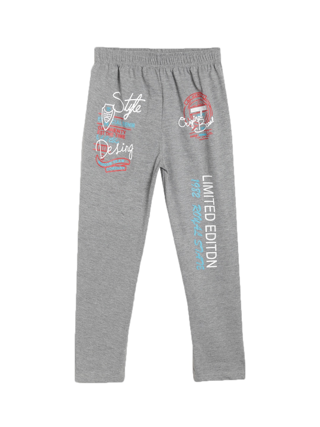 

SWEET ANGEL Boys Grey Melange Printed Straight-Fit Track Pants