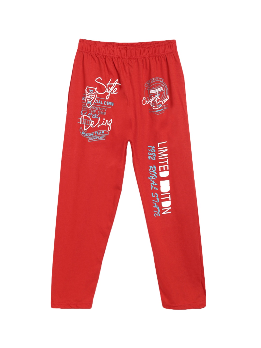 

SWEET ANGEL Girls Red Printed Straight-Fit Track Pants