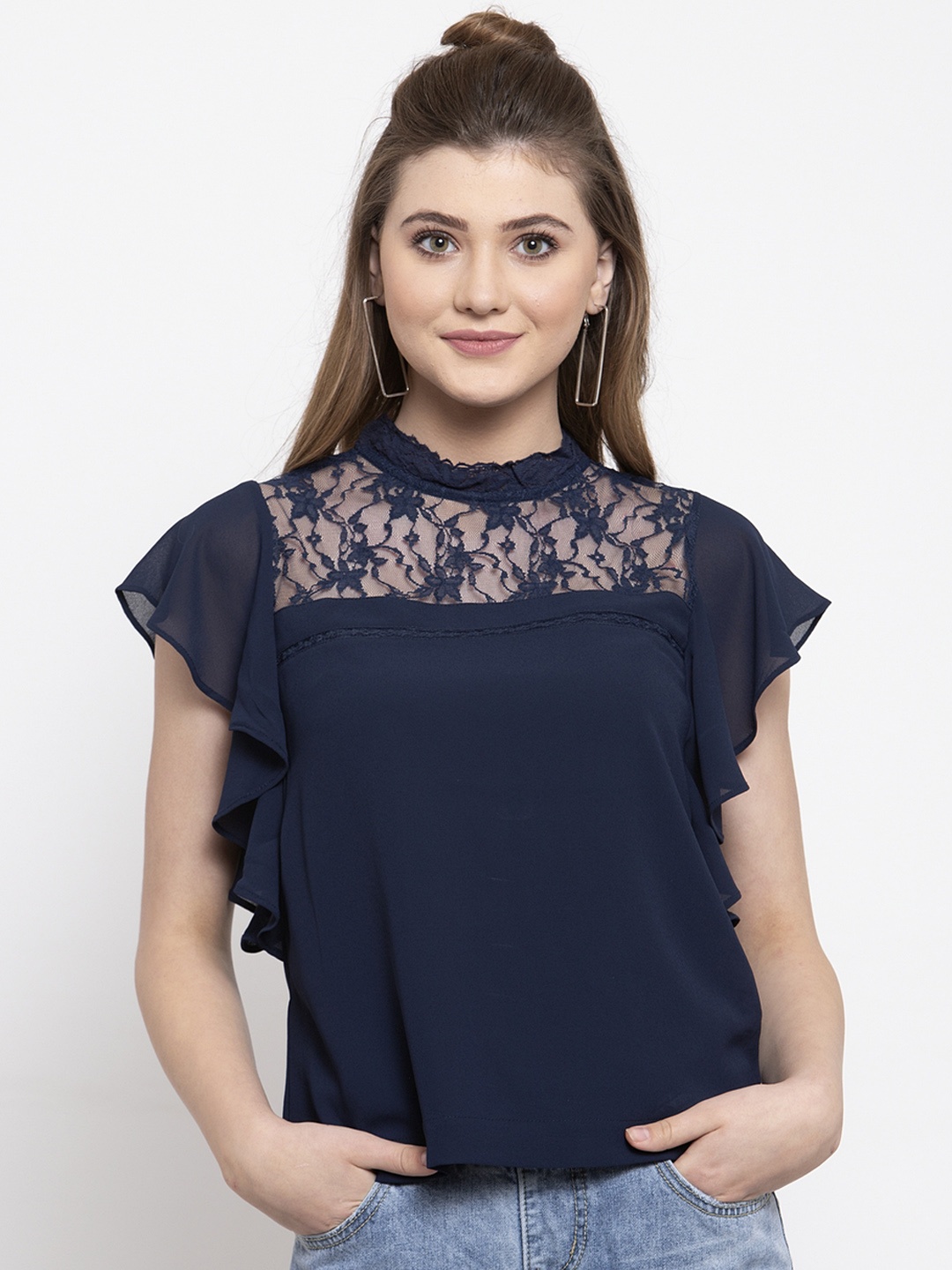 

Gipsy Women Navy Blue Self Design Top