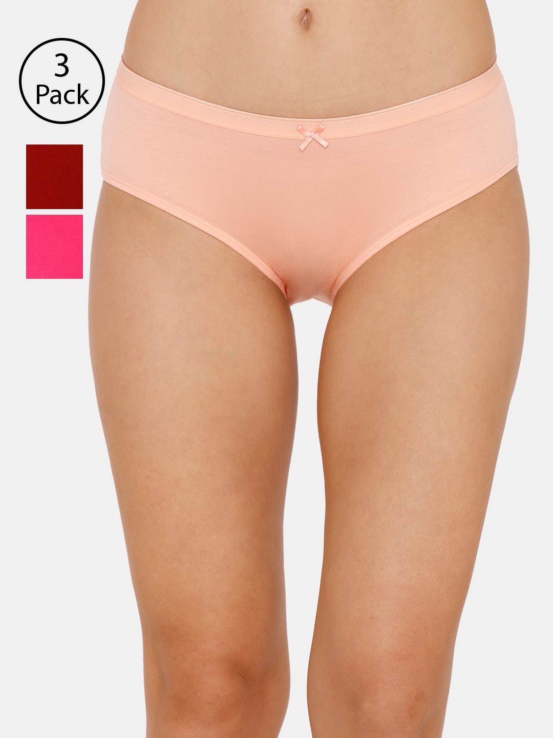 

Zivame Women Pack of 3 Assorted Hipster Briefs ZI2452FASHEPINK