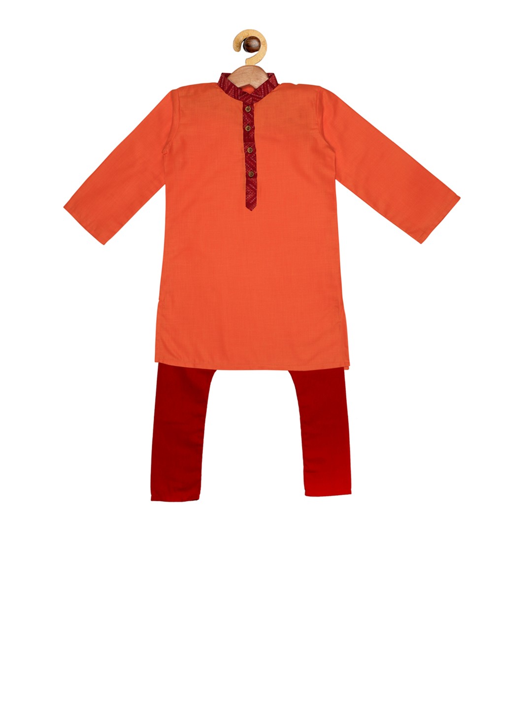 

SOULFULLY INDIAN Boys Orange & Red Printed Kurta with Pyjamas