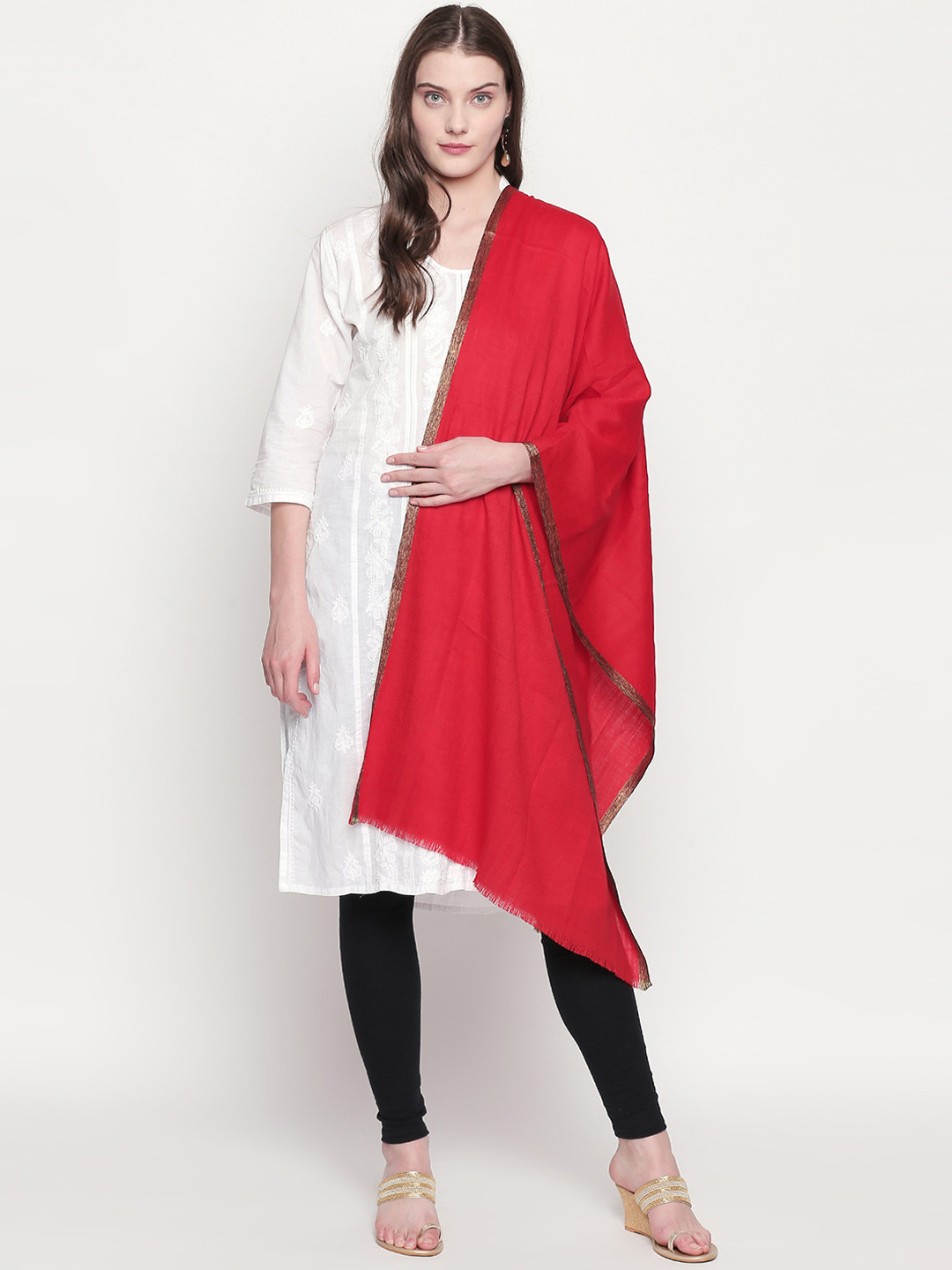 

RANGMANCH BY PANTALOONS Red Solid Dupatta