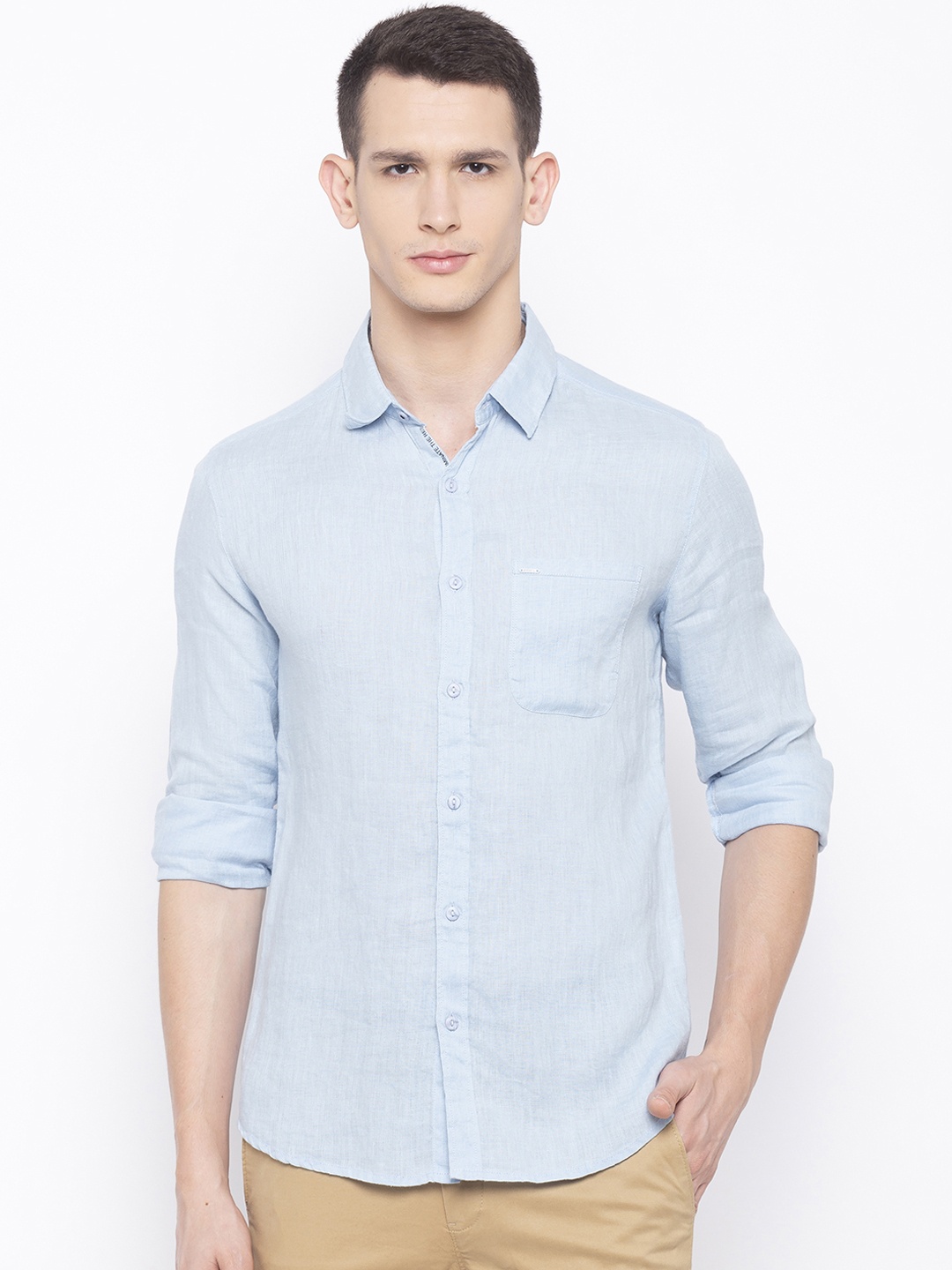

SPYKAR Men Blue Slim Fit Solid Casual Shirt