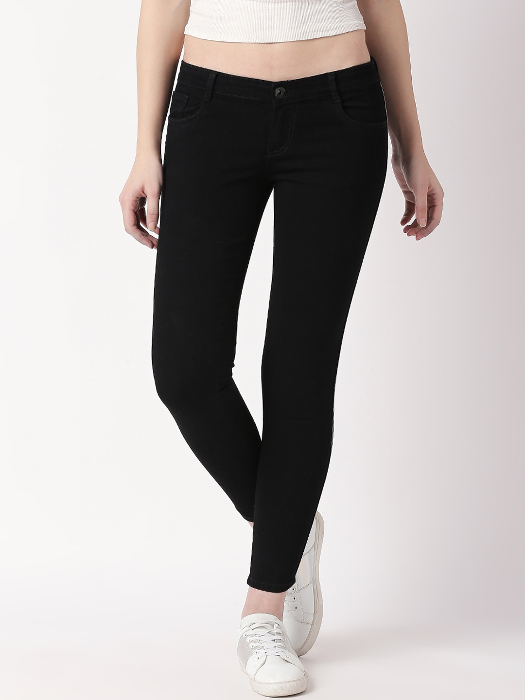 

High Star Women Black Slim Fit Mid-Rise Clean Look Stretchable Jeans