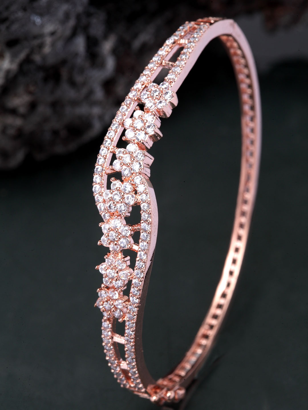 

Bhana Fashion Rose Gold-Plated Handcrafted Bangle-Style Bracelet