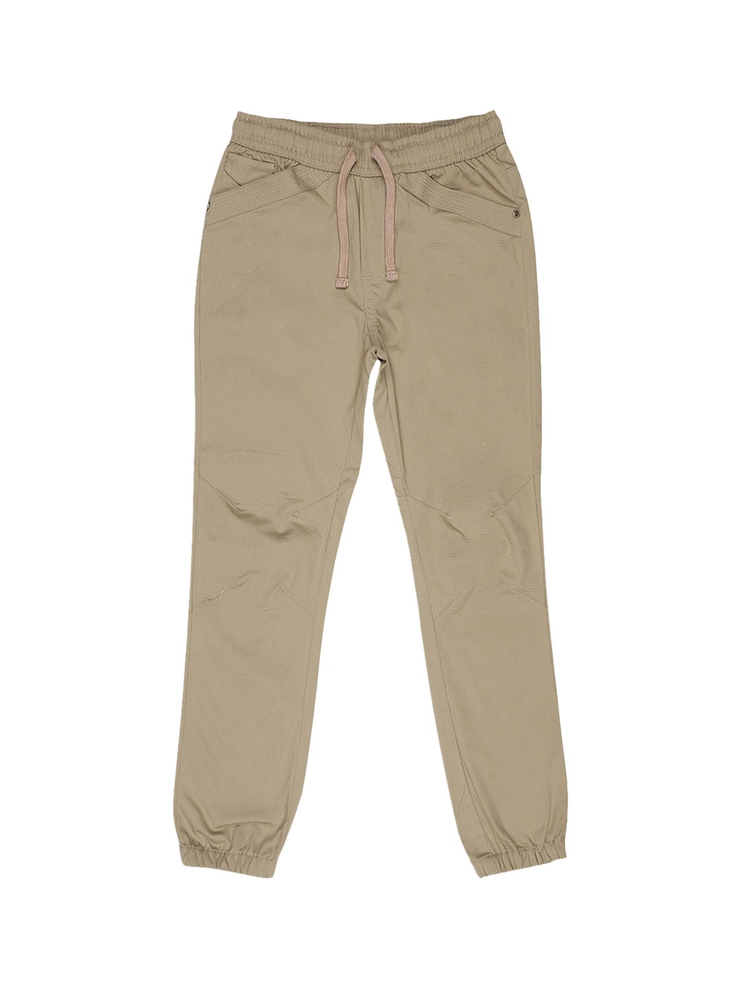

Blue Giraffe Boys Beige Solid Slim-Fit Joggers