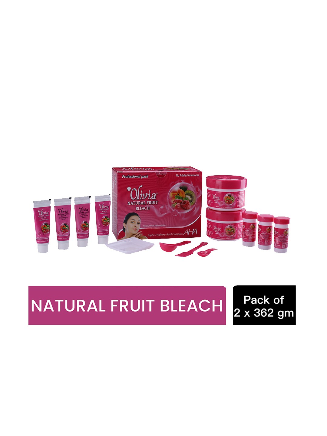

Olivia Women Skin Lightening Natural Fruit Bleach 362g - Pack of 2, Pink