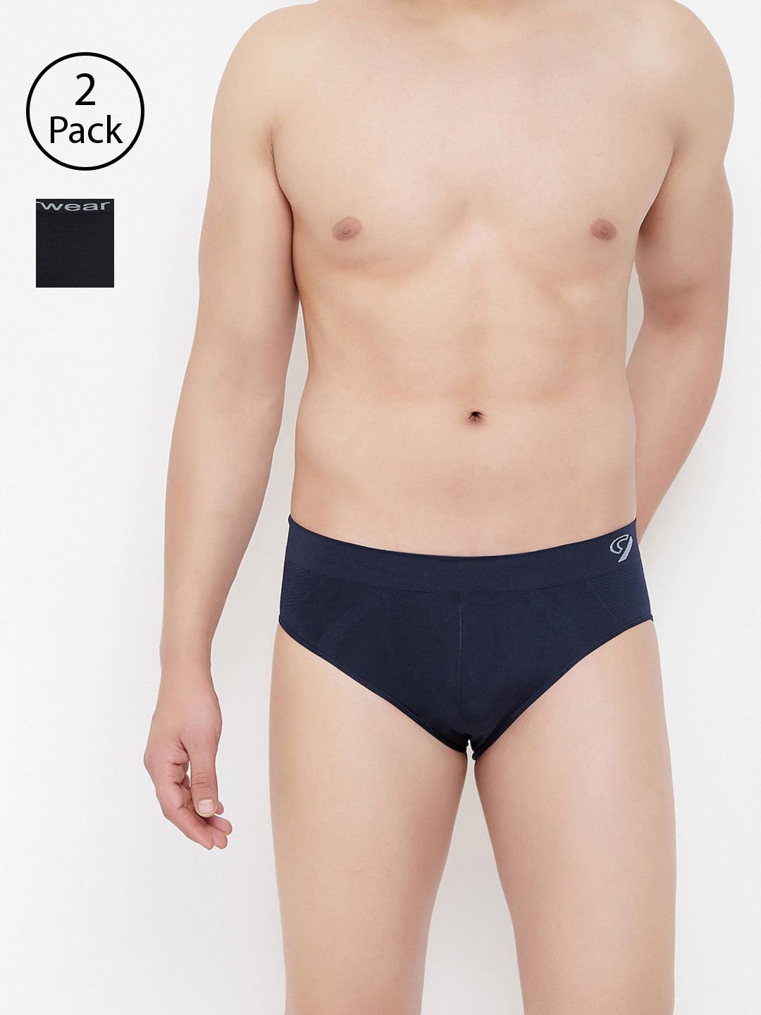 

C9 AIRWEAR Men Pack of 2 Assorted Seamless Briefs & Trunks P502NAVY_P603BLK