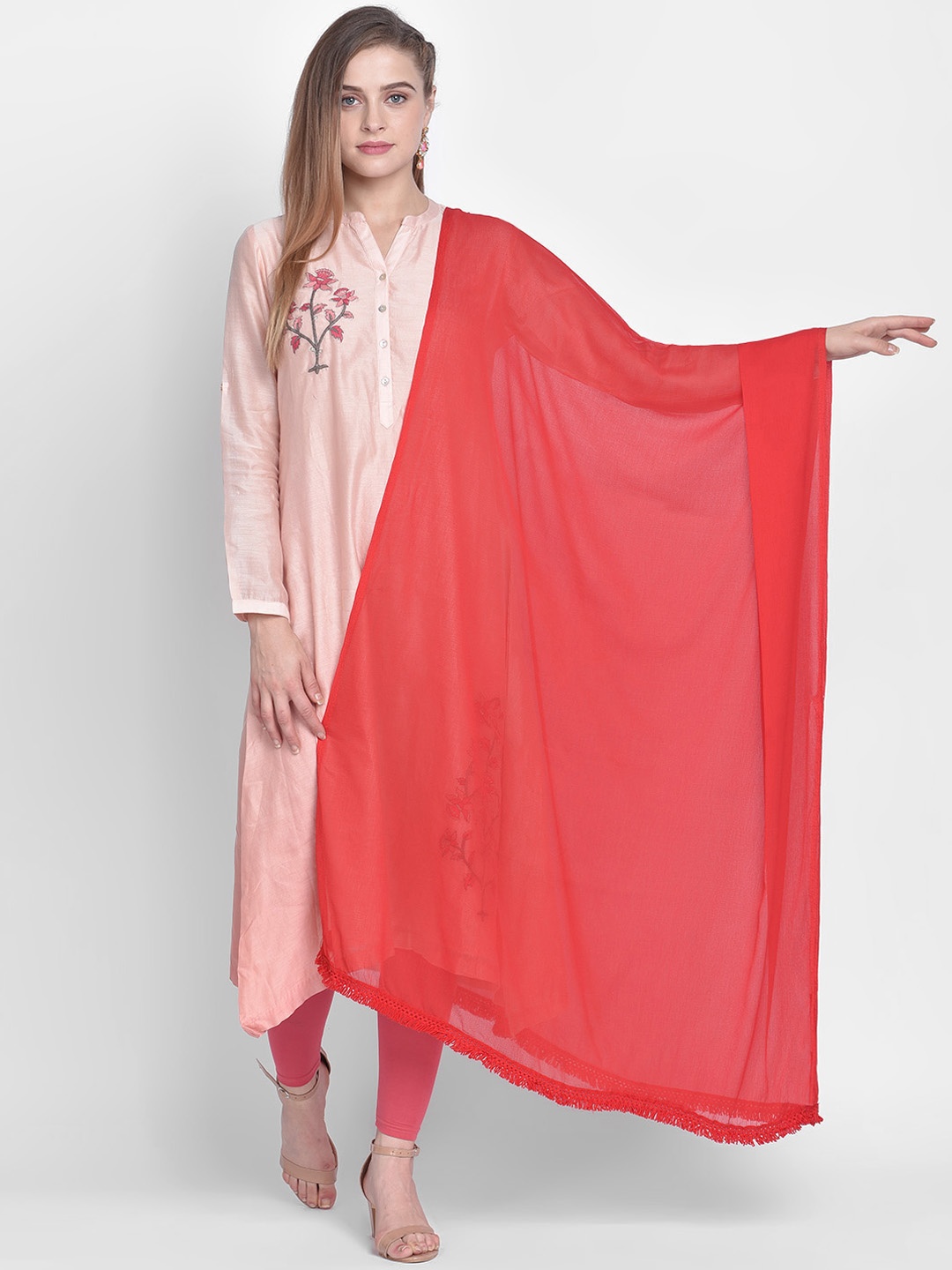 Dupatta Bazaar Women Red Solid Dupatta