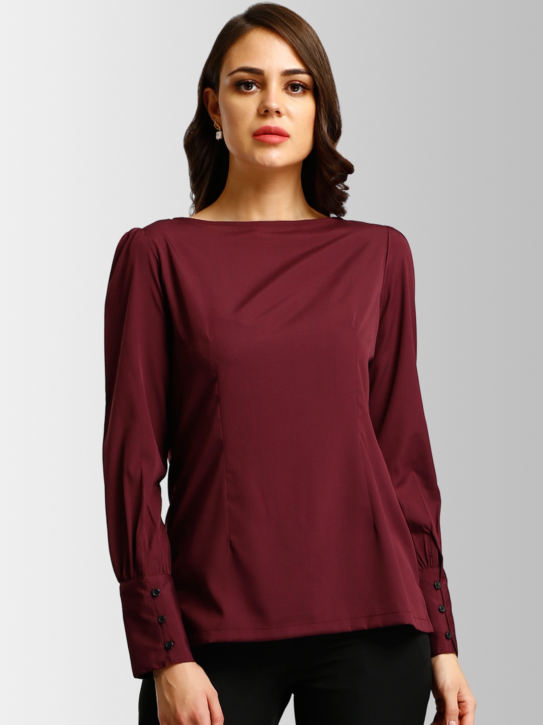 

FableStreet Women Maroon Solid Top