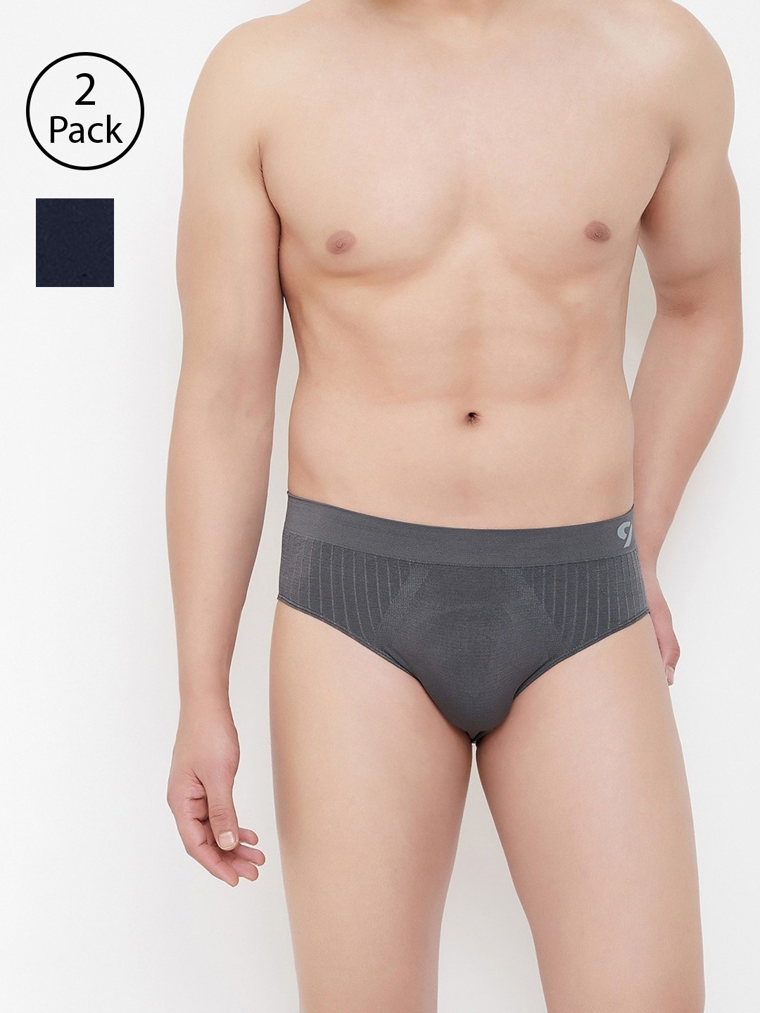 

C9 AIRWEAR Men Pack of 2 Assorted Seamless Basic Briefs P502NAVY_P503CHRCL