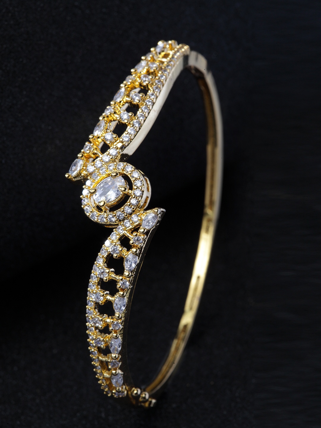 Bhana Fashion Gold-Plated & White Handcrafted Wraparound AD Studded Bracelet