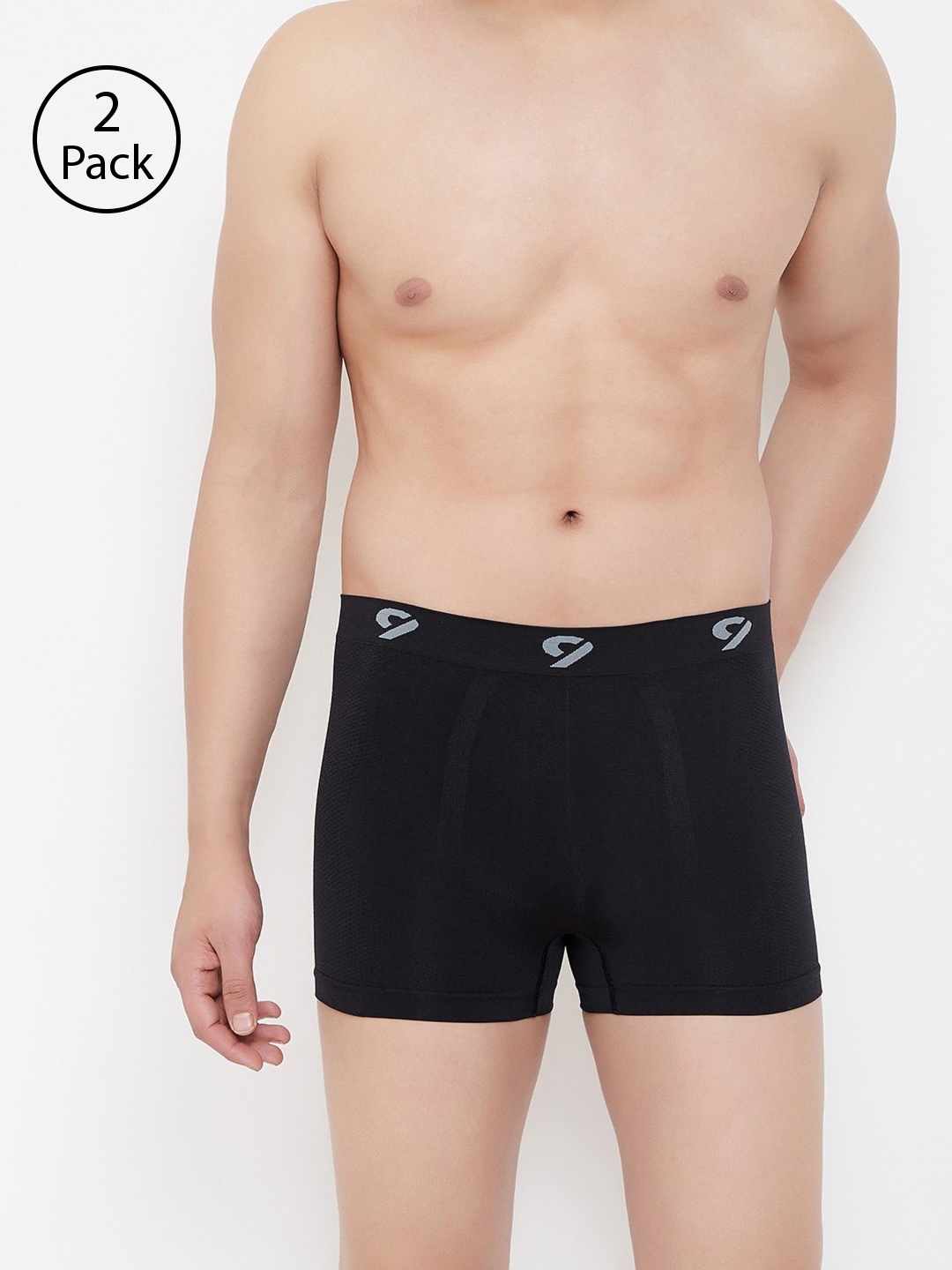 

C9 AIRWEAR Men Pack of 2 Black Solid Seamless Trunks P601_BLK_BLK